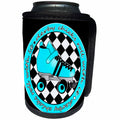 3dRose Janna Salak Designs Roller Derby - Derby Chicks Roll With It Aqua Blue Roller Skate and White - Can Cooler Bottle Wrap (cc_28521)