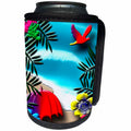 3dRose TDSwhite – Patterns Designs - Stylized Tropical Scene Bright Colors - Can Cooler Bottle Wrap (cc_285210)
