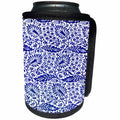 3dRose TDSwhite – Patterns Designs - Vintage Blue Floral - Can Cooler Bottle Wrap (cc_285212)