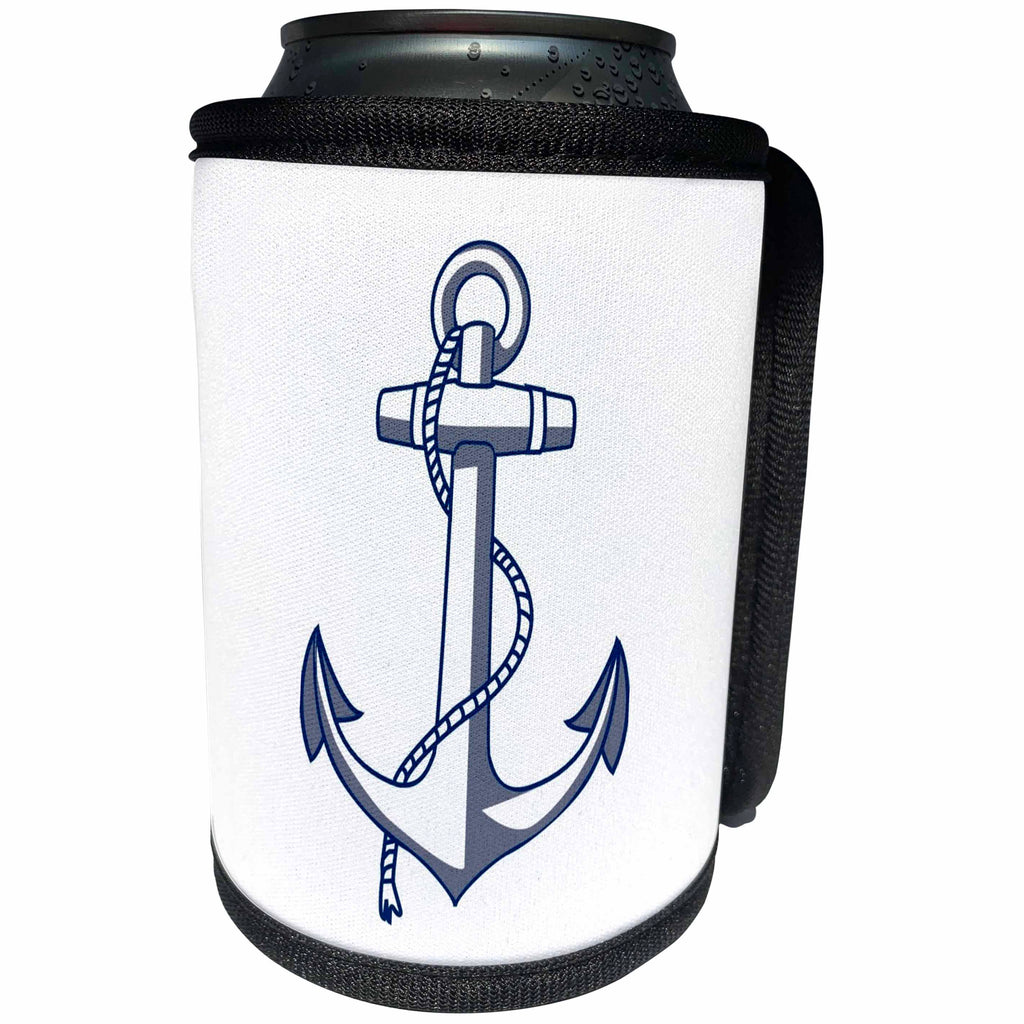 3dRose TDSwhite – Patterns Designs - Nautical Anchor Ocean Theme - Can Cooler Bottle Wrap (cc_285219)