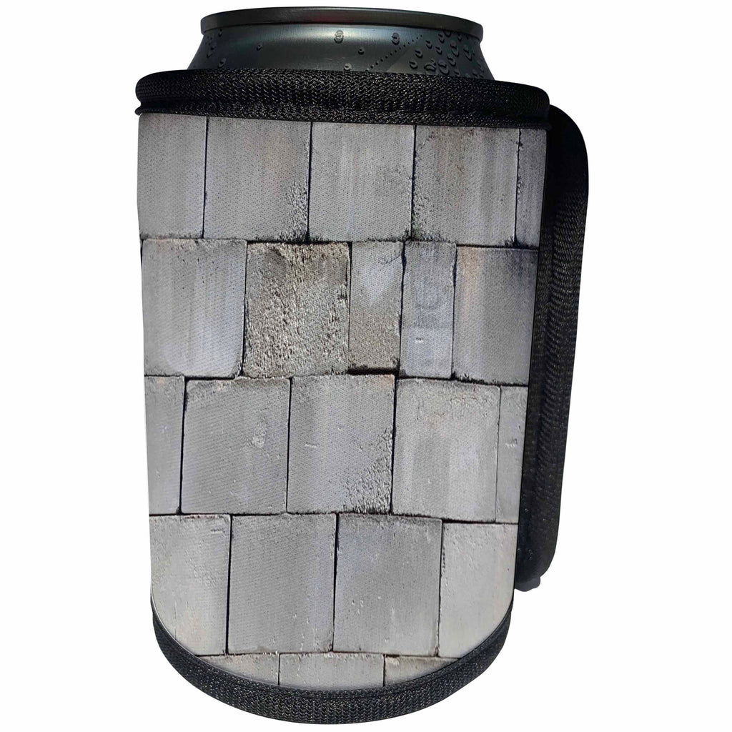 3dRose TDSwhite – Miscellaneous Photography - Stacked Cement Cinder Block Brick Wall - Can Cooler Bottle Wrap (cc_285230)