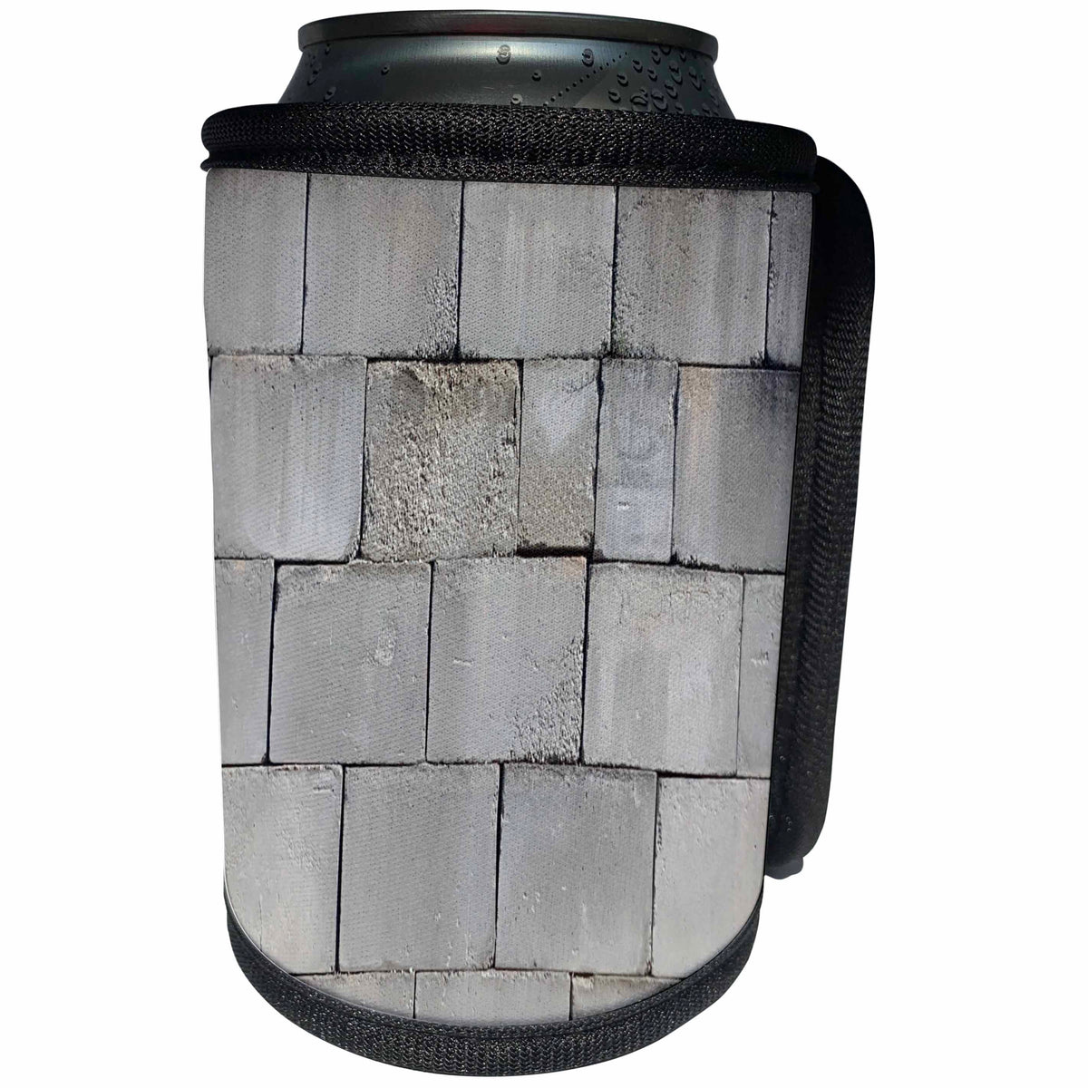 3dRose TDSwhite – Miscellaneous Photography - Stacked Cement Cinder Block Brick Wall - Can Cooler Bottle Wrap (cc_285230)
