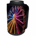 3dRose TDSwhite – Miscellaneous Photography - Colorful Ferris Wheel Carnival Amusement Park Lit Up At Night - Can Cooler Bottle Wrap (cc_285281)