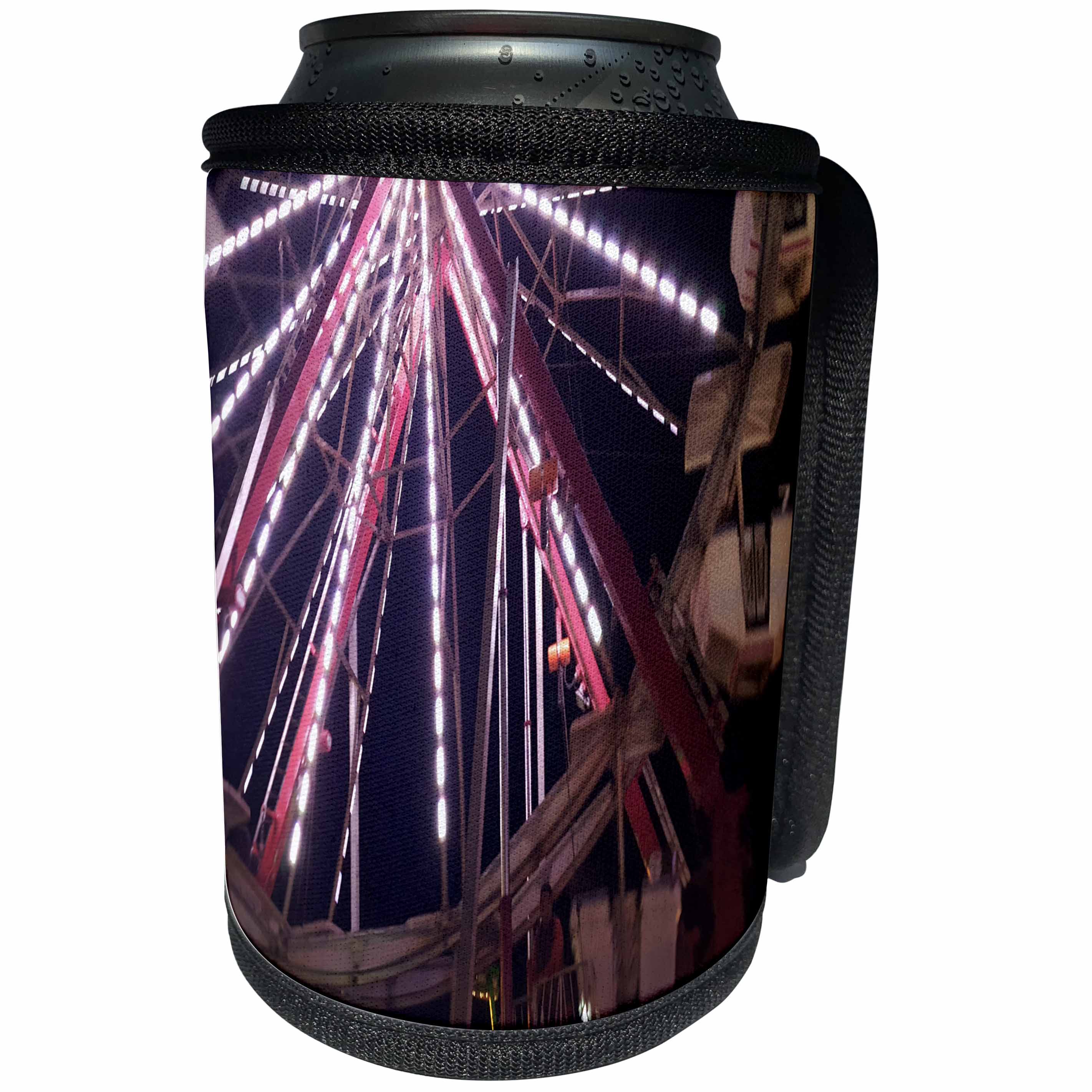 3dRose TDSwhite – Miscellaneous Photography - Ferris Wheel Carnival Amusement Park Night Lights - Can Cooler Bottle Wrap (cc_285282)