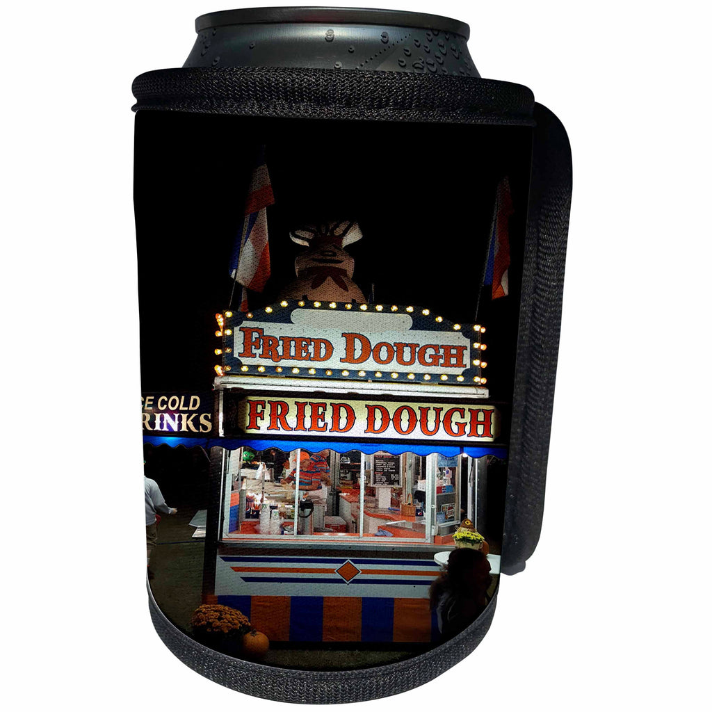 3dRose TDSwhite – Miscellaneous Photography - Carnival Food Booth Fried Dough Lit Up Night - Can Cooler Bottle Wrap (cc_285284)