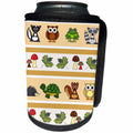 3dRose Janna Salak Designs Woodland Creatures - Cute Woodland Creatures Forest Print Cream Taupe - Can Cooler Bottle Wrap (cc_28530)