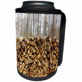 3dRose TDSwhite – Miscellaneous Photography - Rural Woodpile Rustic Trees - Can Cooler Bottle Wrap (cc_285308)