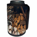 3dRose TDSwhite – Miscellaneous Photography - Rustic Firewood Sticks Woodshed - Can Cooler Bottle Wrap (cc_285309)