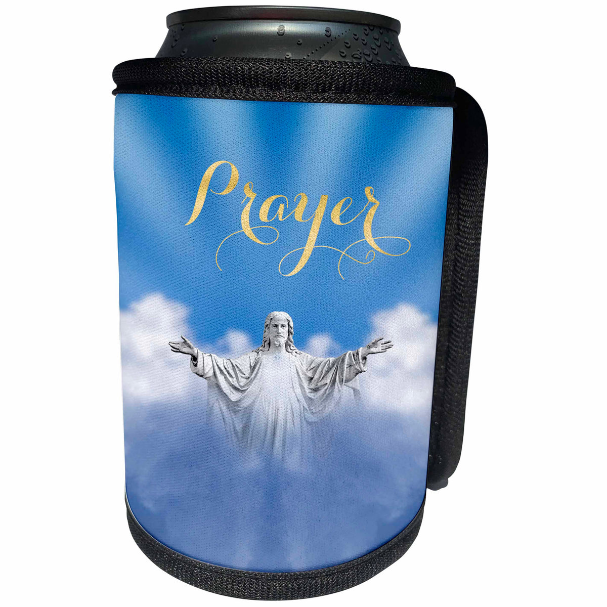 3dRose TDSwhite – Miscellaneous Photography - Prayer Religious Jesus Heaven Clouds - Can Cooler Bottle Wrap (cc_285320)