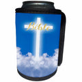 3dRose TDSwhite – Miscellaneous Photography - Bible Glowing Cross Heaven Clouds - Can Cooler Bottle Wrap (cc_285321)