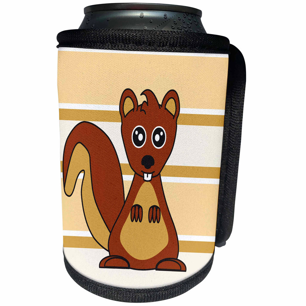 3dRose Janna Salak Designs Woodland Creatures - Cute Brown Squirrel Print Cream Taupe - Can Cooler Bottle Wrap (cc_28534)