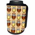 3dRose Janna Salak Designs Woodland Creatures - Cute Brown Owl Print Taupe - Can Cooler Bottle Wrap (cc_28535)