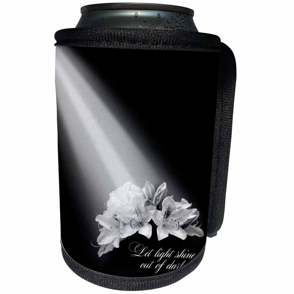3dRose TDSwhite – Miscellaneous Photography - Inspirational Let Light Shine Out of Darkness - Can Cooler Bottle Wrap (cc_285355)