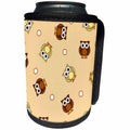 3dRose Janna Salak Designs Woodland Creatures - Cute Brown Owl and Dot Print Taupe - Can Cooler Bottle Wrap (cc_28536)