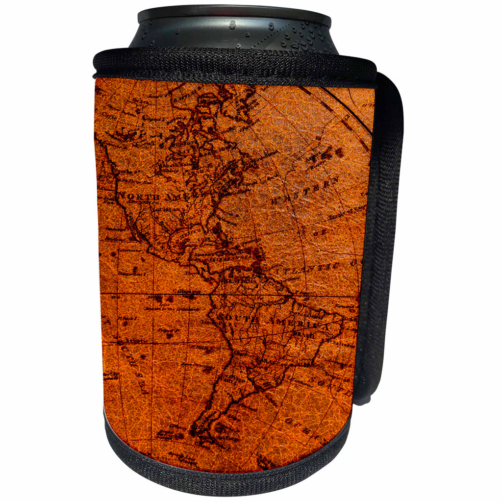 3dRose TDSwhite – Miscellaneous Photography - Old World Map Americas - Can Cooler Bottle Wrap (cc_285360)