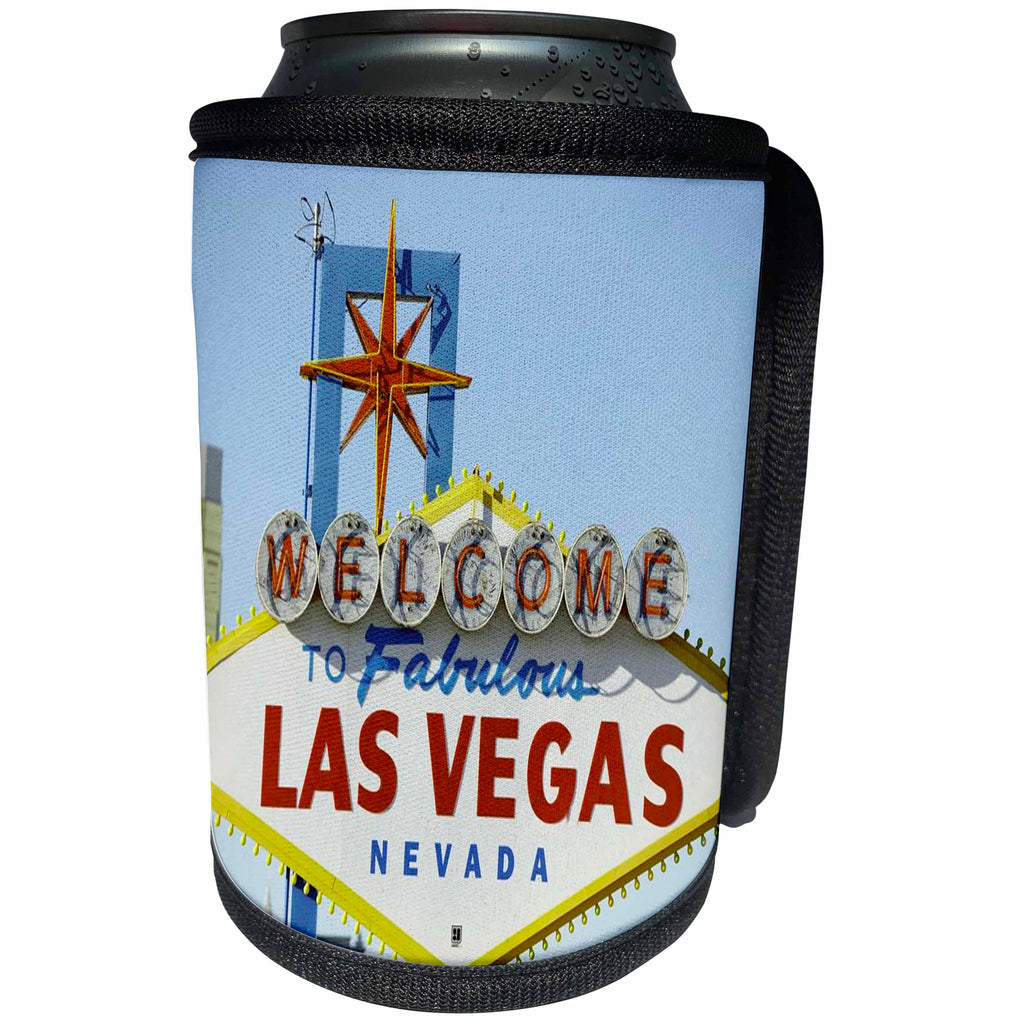 3dRose Travel Vegas Sign Daytime - Can Cooler Bottle Wrap (cc_285367)