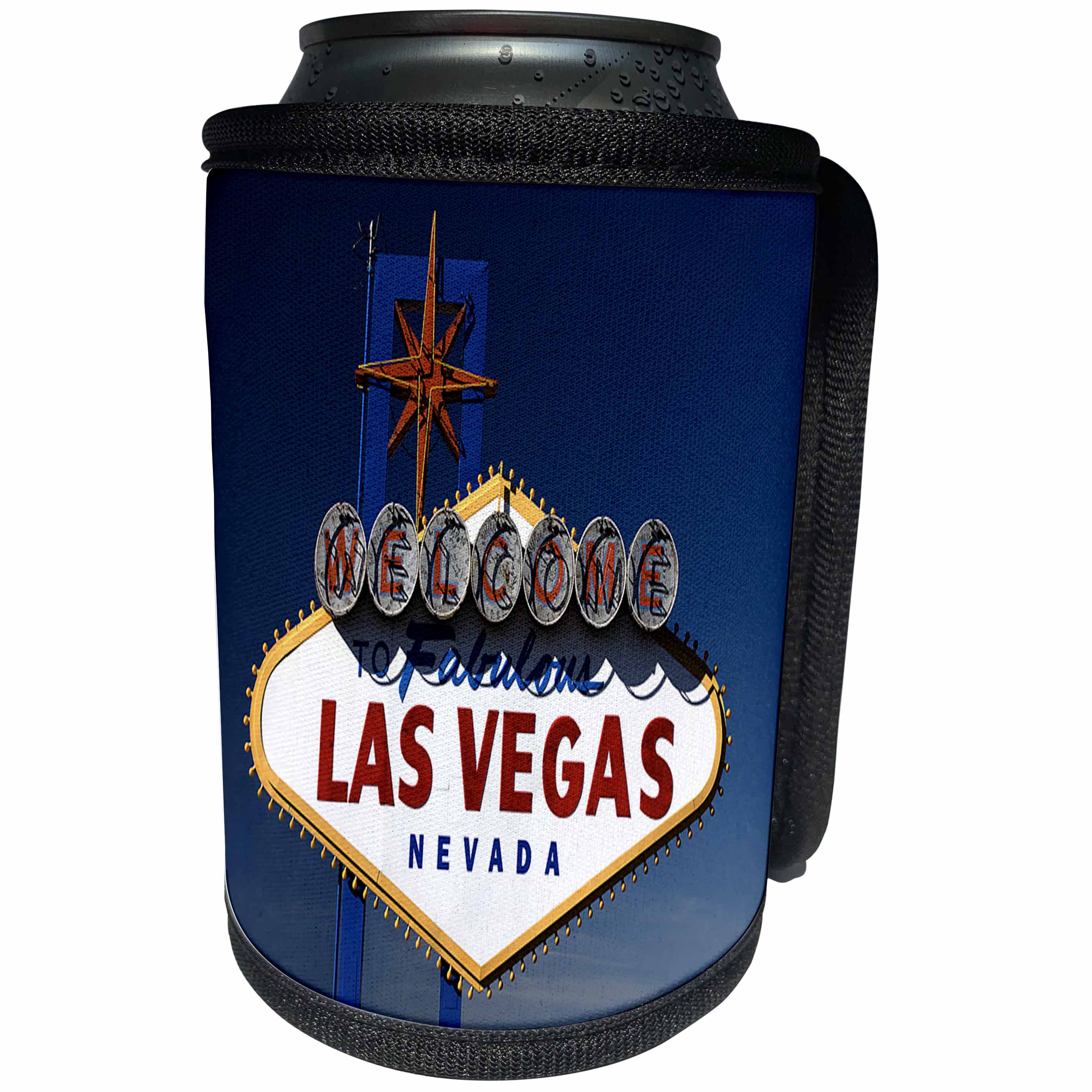 3dRose TDSwhite – Miscellaneous Photography - Travel Vegas Sign Dusk - Can Cooler Bottle Wrap (cc_285368)