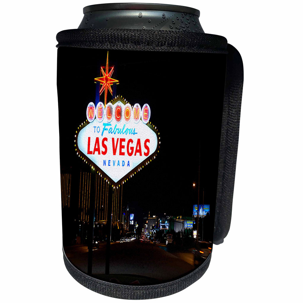 3dRose TDSwhite – Miscellaneous Photography - Travel Vegas Sign Night - Can Cooler Bottle Wrap (cc_285370)