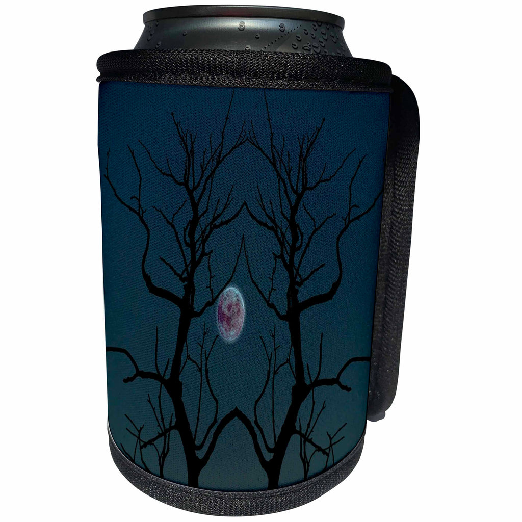 3dRose TDSwhite – Miscellaneous Photography - Creepy Moonlight Tree Silhouette Halloween - Can Cooler Bottle Wrap (cc_285385)