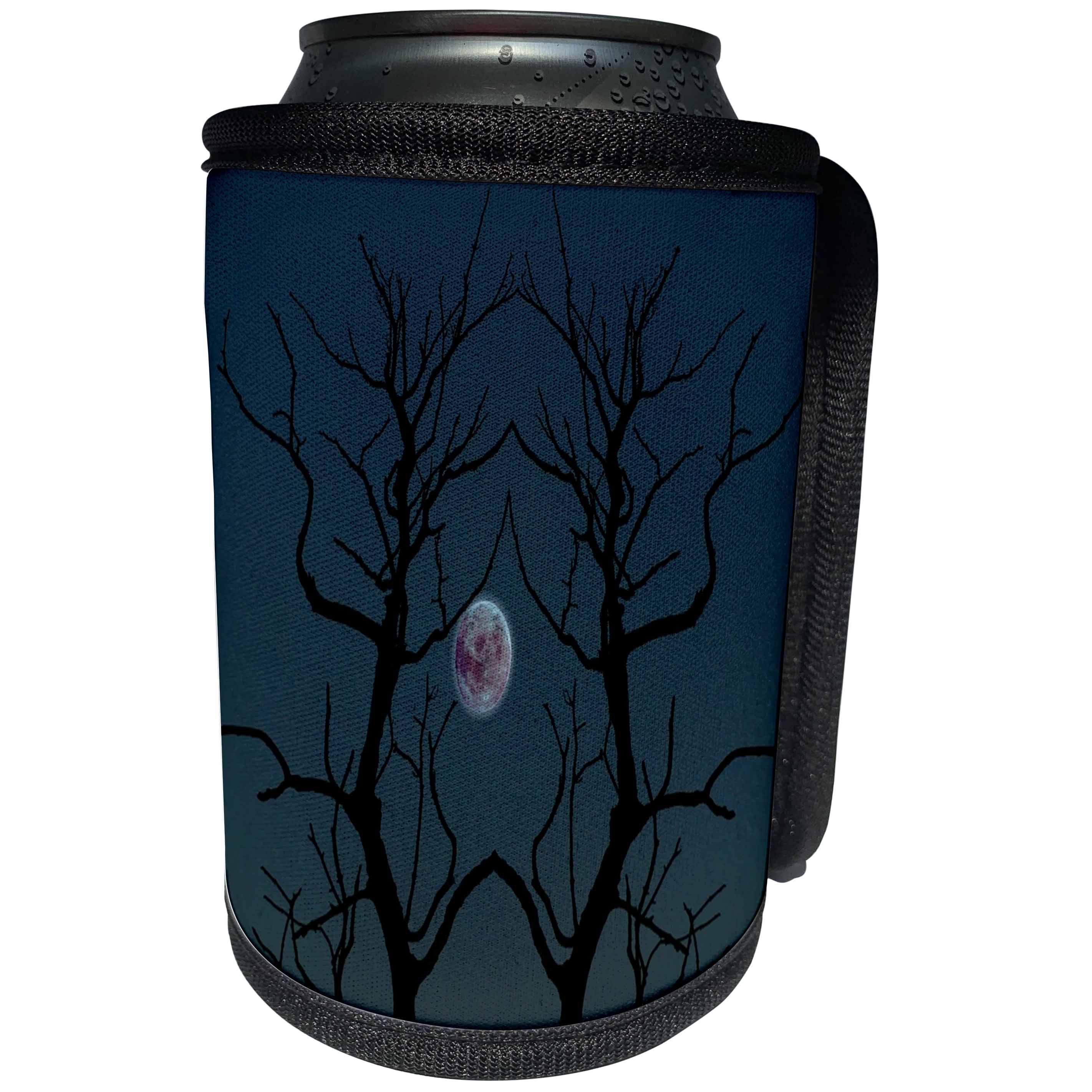 3dRose TDSwhite – Miscellaneous Photography - Creepy Moonlight Tree Silhouette Halloween - Can Cooler Bottle Wrap (cc_285385)