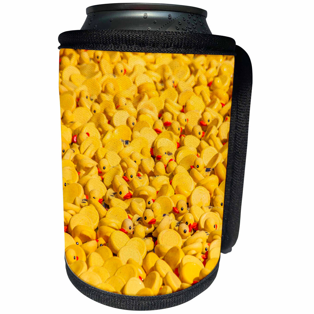 3dRose TDSwhite – Miscellaneous Photography - Cute Yellow Rubber Ducks Duckies - Can Cooler Bottle Wrap (cc_285388)