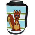 3dRose Janna Salak Designs Woodland Creatures - Cute Brown Squirrel Print Blue Green Stripe - Can Cooler Bottle Wrap (cc_28539)