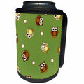 3dRose Janna Salak Designs Woodland Creatures - Cute Brown Owl and Dot Print Green - Can Cooler Bottle Wrap (cc_28540)