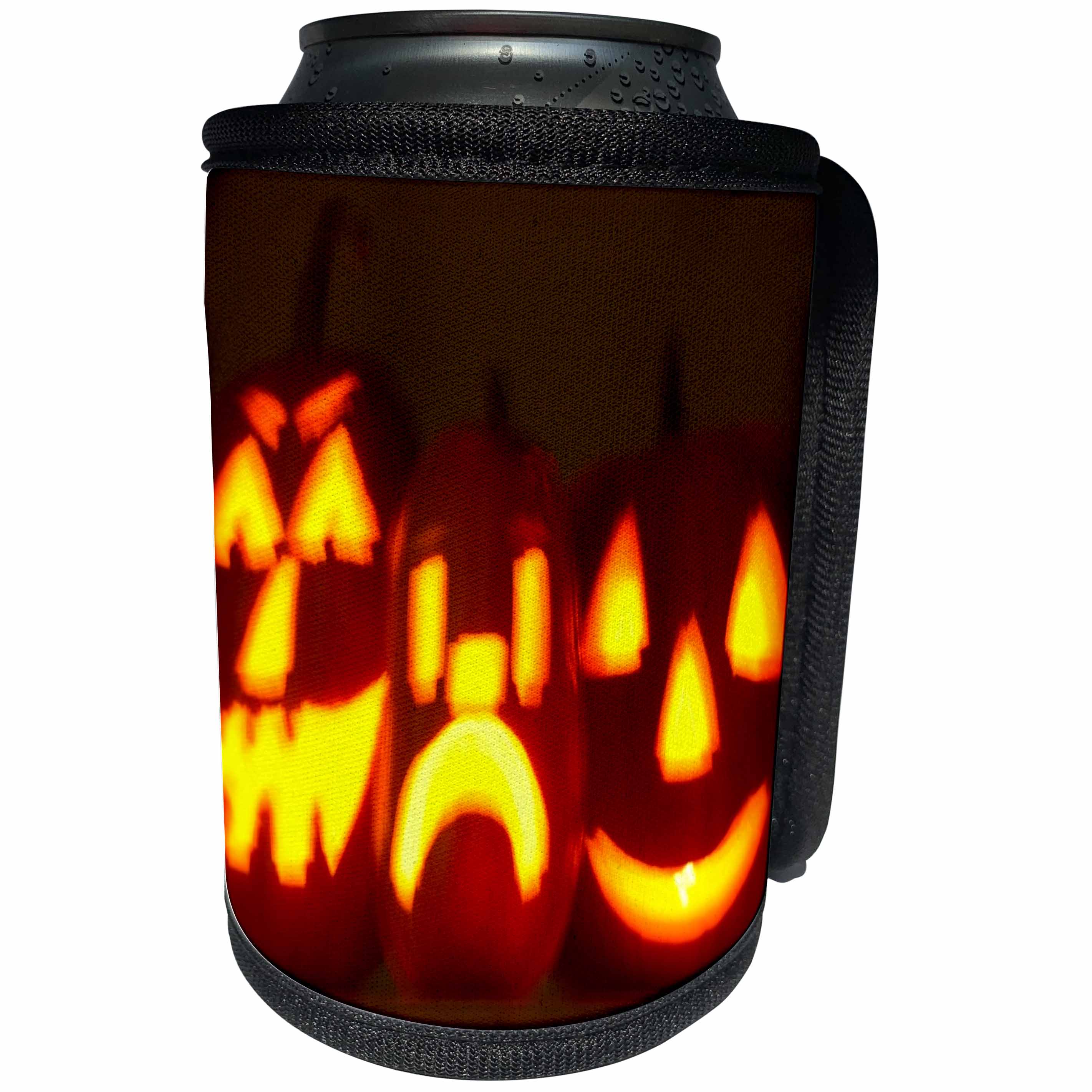 3dRose TDSwhite – Miscellaneous Photography - Halloween Jack O Lanterns Carved Pumpkins - Can Cooler Bottle Wrap (cc_285401)