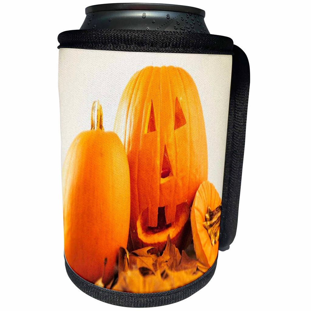 3dRose TDSwhite – Miscellaneous Photography - Halloween Pumpkin Carving - Can Cooler Bottle Wrap (cc_285402)