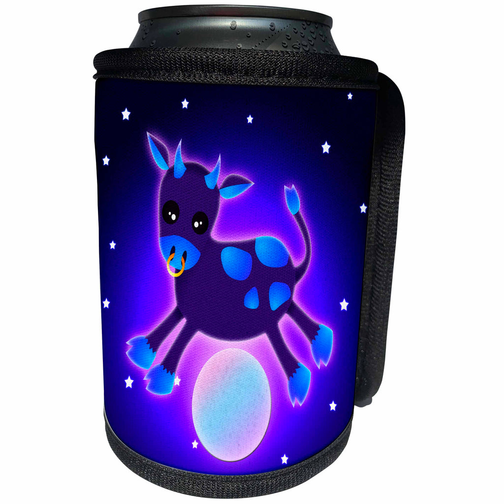 3dRose Janna Salak Designs Farm Animals - The Cow Jumps Over the Moon - Can Cooler Bottle Wrap (cc_28543)