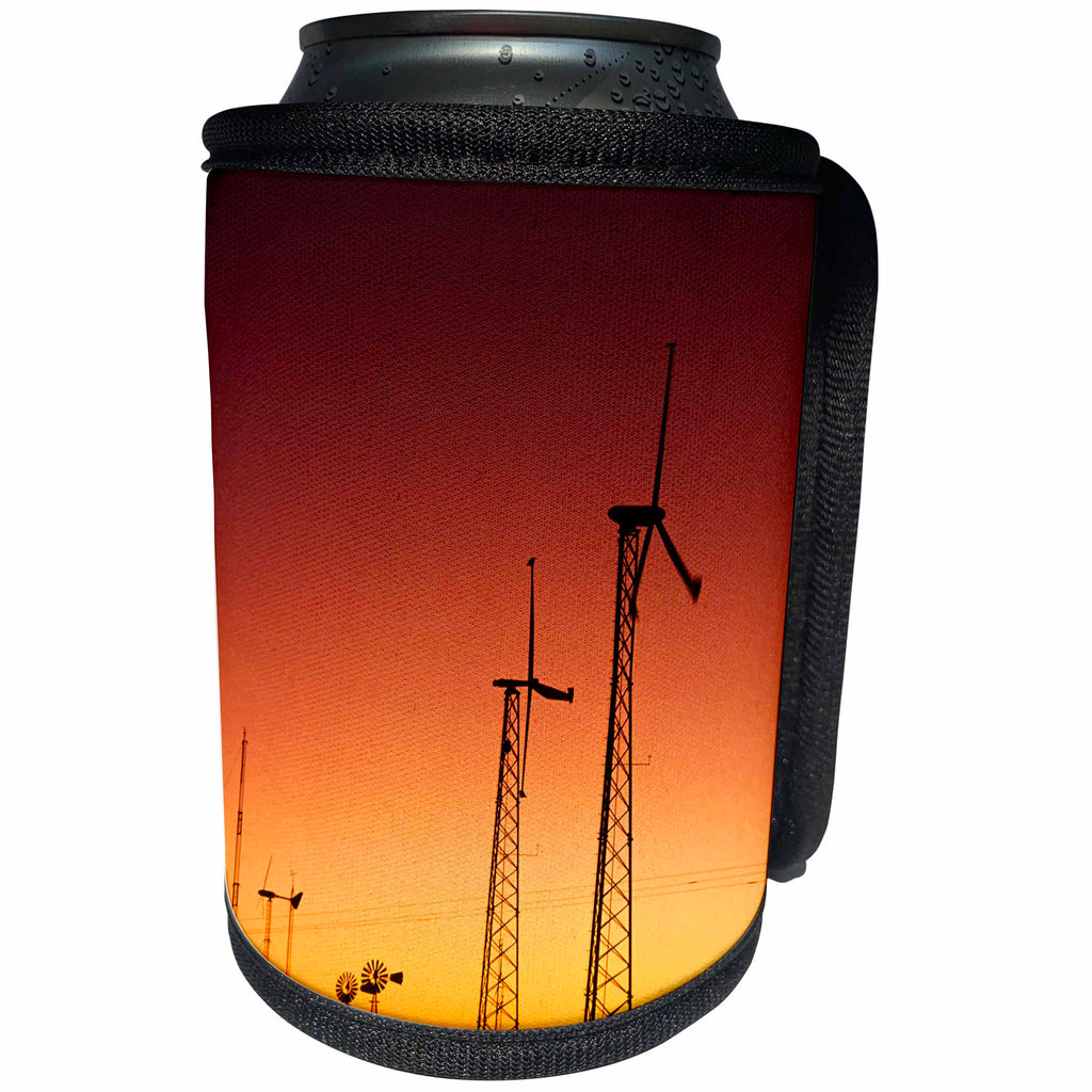 3dRose TDSwhite – Miscellaneous Photography - Wind Turbines Generate Power Silhouette - Can Cooler Bottle Wrap (cc_285450)