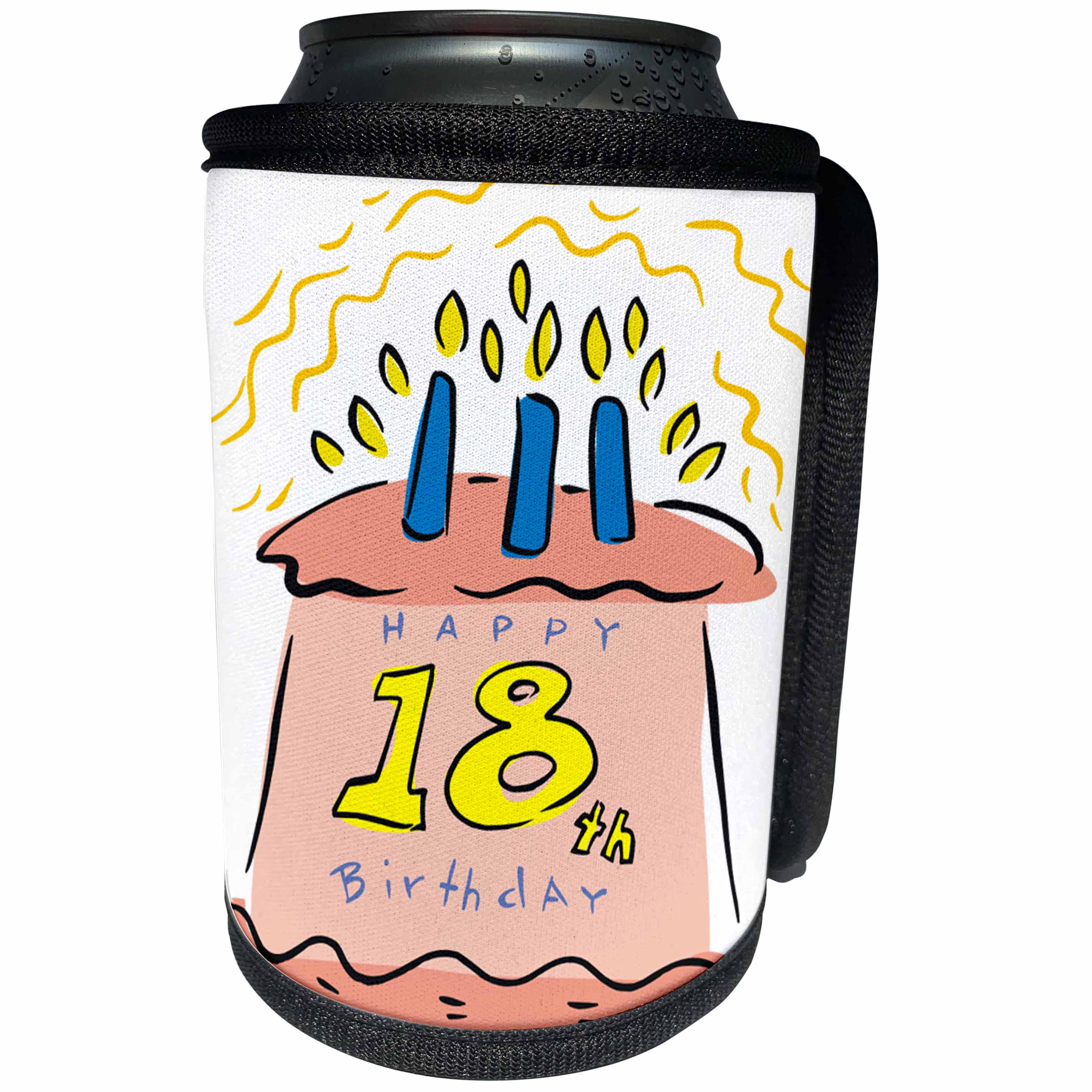 3dRose TDSwhite – Birthday - Happy 18th Birthday - Can Cooler Bottle Wrap (cc_285665)