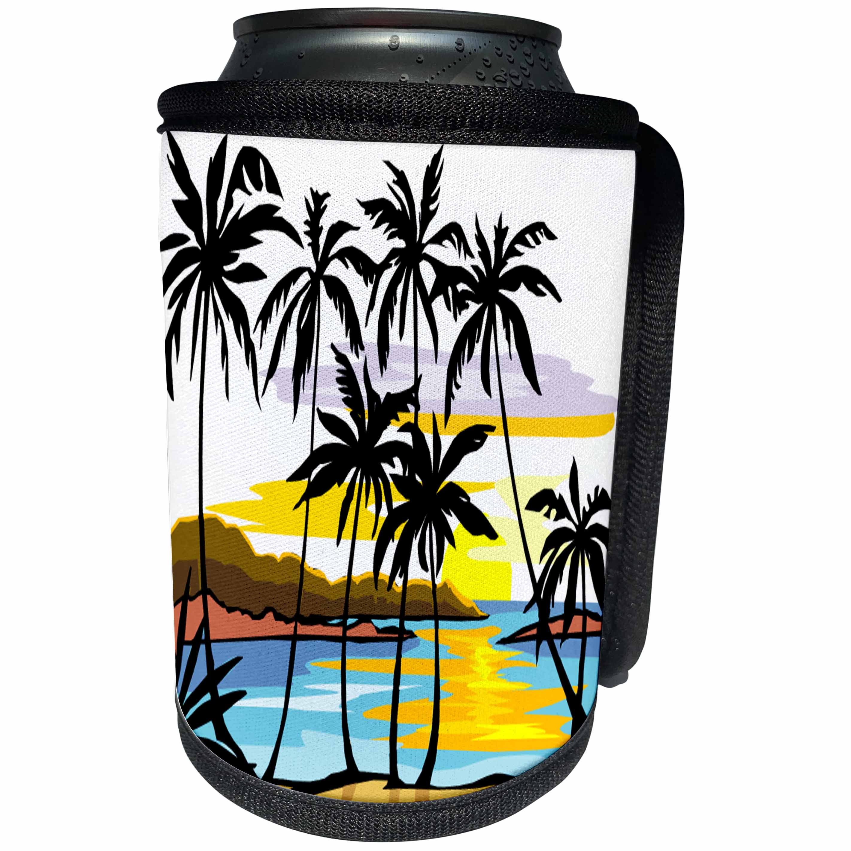 3dRose TDSwhite – Summer Beach Theme - Palm Tree Background - Can Cooler Bottle Wrap (cc_285719)
