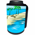 3dRose TDSwhite – Summer Beach Theme - Sandbar Palm Trees - Can Cooler Bottle Wrap (cc_285725)