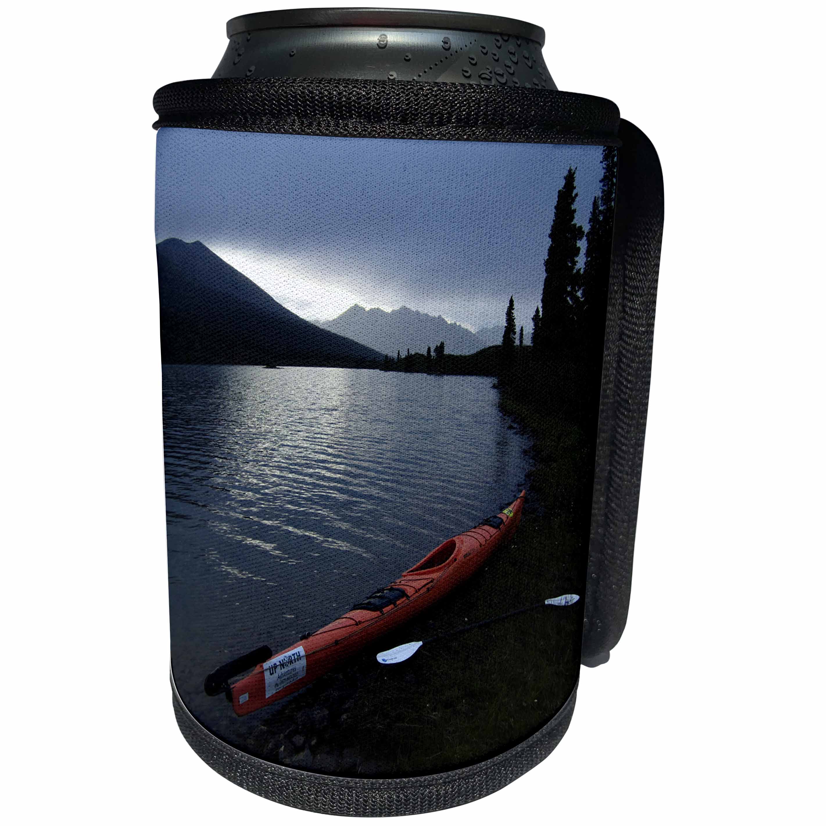 3dRose Krista Funk Creations Kayaking the Lapie - Kayak Resting on the Shore of Lapie Lake at Night - Can Cooler Bottle Wrap (cc_28573)
