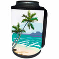 3dRose TDSwhite – Summer Beach Theme - Tropics Scene Palm Tree Water - Can Cooler Bottle Wrap (cc_285734)