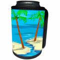 3dRose TDSwhite – Summer Beach Theme - Two Palm Trees Ocean Water - Can Cooler Bottle Wrap (cc_285735)