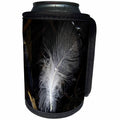 3dRose Krista Funk Creations Feather in the Mud - Feather in the Mud With Dew Drop Sitting On Top - Can Cooler Bottle Wrap (cc_28574)
