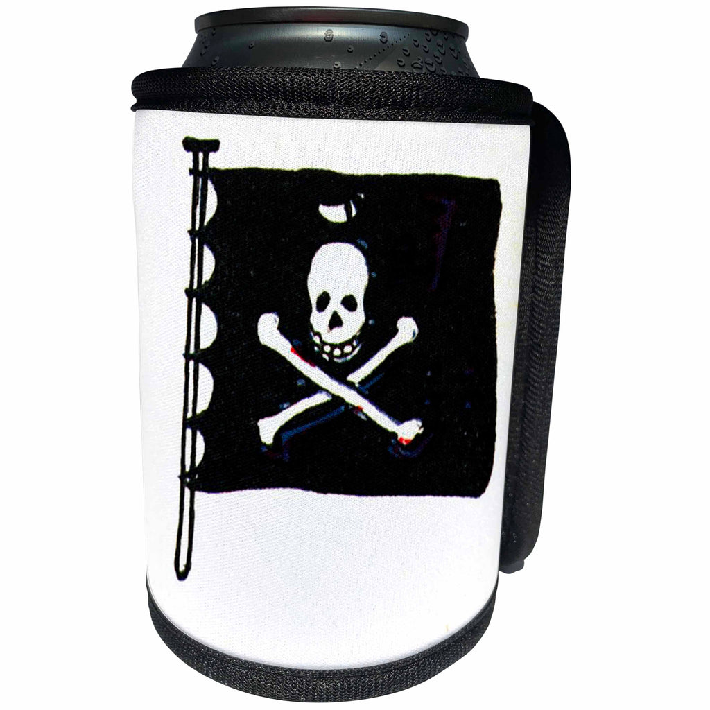 3dRose TDSwhite – Pirates - Pirate Ship Black Flag - Can Cooler Bottle Wrap (cc_285752)