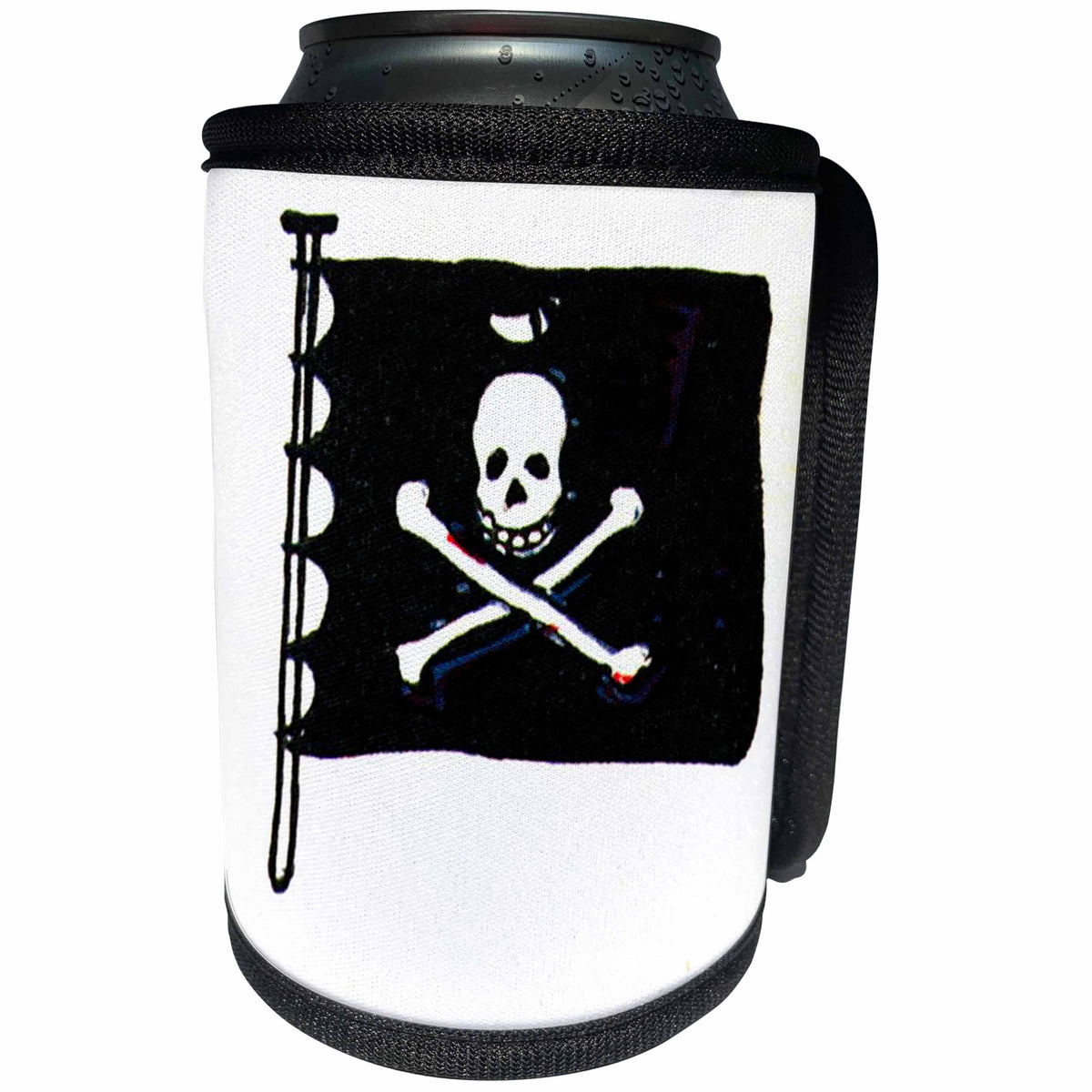 3dRose TDSwhite – Pirates - Pirate Ship Black Flag - Can Cooler Bottle Wrap (cc_285752)