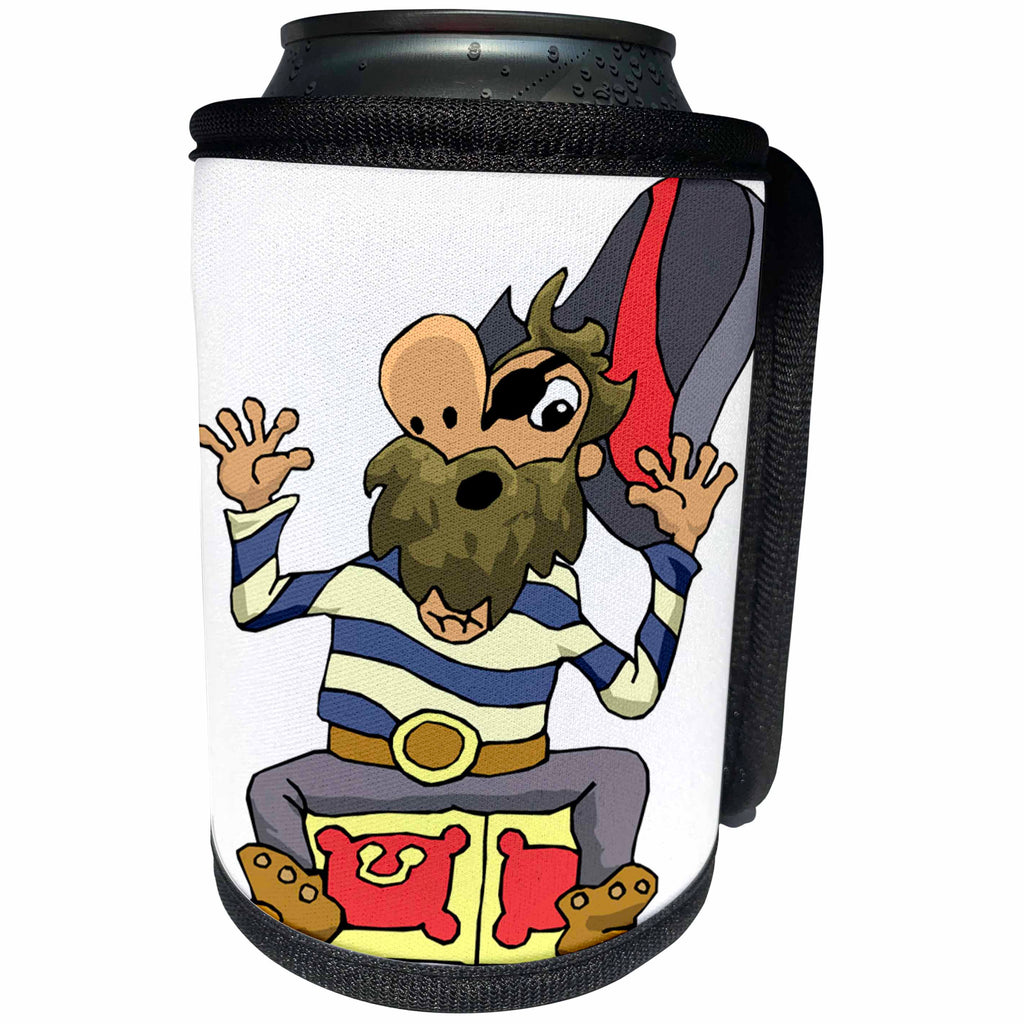 3dRose TDSwhite – Pirates - Silly Pirate - Can Cooler Bottle Wrap (cc_285760)