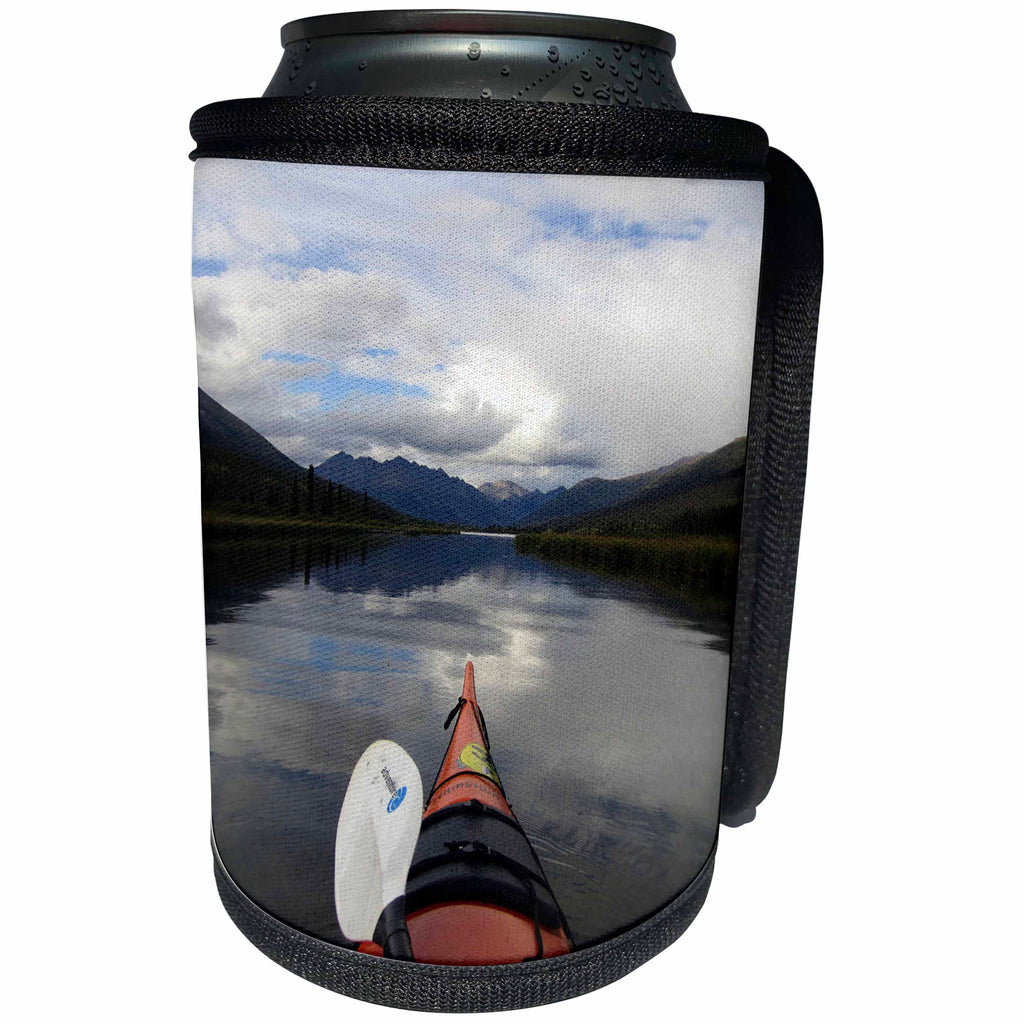 3dRose Krista Funk Creations Kayaking the Lapie - Kayak on Tranquil Lapie Lake - Can Cooler Bottle Wrap (cc_28577)
