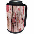 3dRose Alexis Photography - Texture Wood - Image of grunge weathered wood texture, round knot, vertical seam - Can Cooler Bottle Wrap (cc_285783)