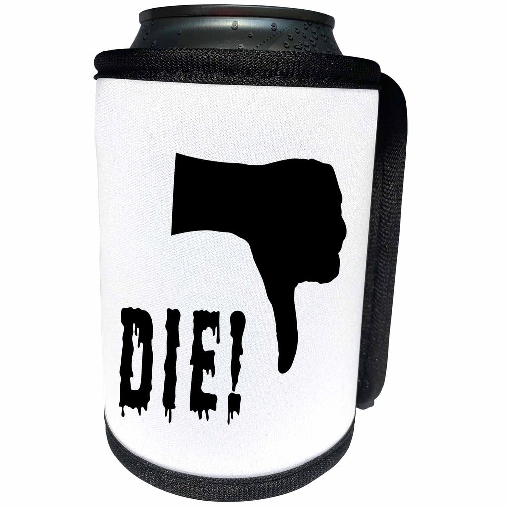 3dRose Alexis Design - Funny - Human hand, thumb down, stylized text DIE on white background - Can Cooler Bottle Wrap (cc_285794)