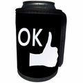 3dRose Alexis Design - Funny - Human hand, thumb up, stylized text OK over the hand on black - Can Cooler Bottle Wrap (cc_285795)