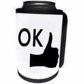 3dRose Alexis Design - Funny - Human hand, thumb up, stylized text OK over the hand on white - Can Cooler Bottle Wrap (cc_285796)