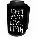 3dRose Alexis Design - Positive - Chinese proverb Light Heart Lives Long. White stylized text on black - Can Cooler Bottle Wrap (cc_285803)