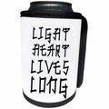 3dRose Alexis Design - Positive - Chinese proverb Light Heart Lives Long. Black stylized text on white - Can Cooler Bottle Wrap (cc_285804)