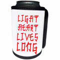 3dRose Alexis Design - Positive - Chinese proverb Light Heart Lives Long. Red stylized text on white - Can Cooler Bottle Wrap (cc_285805)