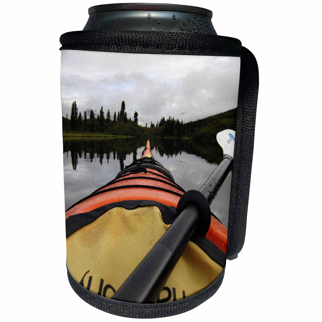 3dRose Krista Funk Creations Kayaking the Lapie - Kayak Close up with Lapie Lake Reflection in Background - Can Cooler Bottle Wrap (cc_28581)